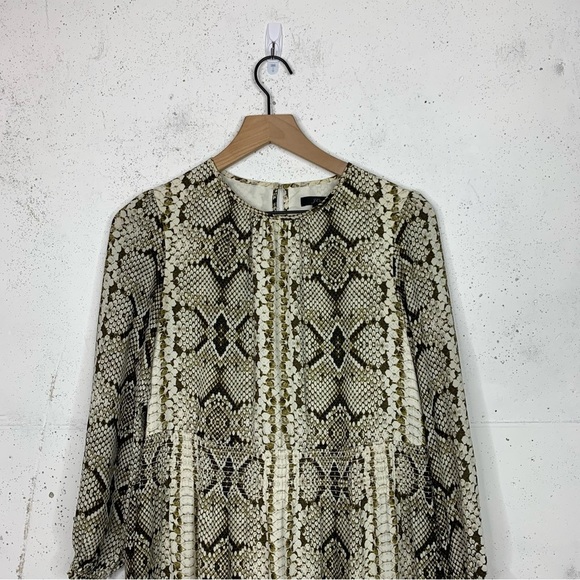 J. Crew Cinched Waist Snakeskin Glendale Dress Size XXS - Picture 2 of 9
